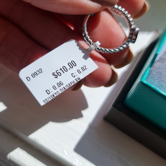 Effy NWTs 18KT Gold Over Sterling Silver Rainbow Diamond and Sapphire Ring - Picture 7 of 9